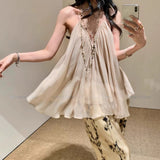 And Summer New Loose Slings Bare Back Hanging Neck Vest Top Woman