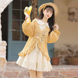 Design Sunflower Poetry Chinese Style Improve The Chinese Element Of Women's Coat Dress Set 7021