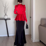 Women's Dress French Style Dress V-Neck Sexy Temperament With High-Rise Half-Body Skirt