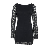 Autumn 2025 New Fashion Temperament Sexy Knitted Lace Short Dress Woman DJPT