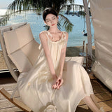 New Seaside Tour Slings Bare Back Gentle Wind Holiday To Take Pictures Beach Dress Long Dress Summer