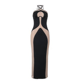 Autumn 2025 New Long Dress Temperament Hanging Neck Sling Body Hollow Sexy Dress DJPT