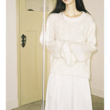 Lazy Wind Hooked Knitted Sweater Gentle Round Collar Collar Blouse 2024 Autumn And Winter New