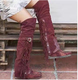 New Over-Knee Rivet Flat Bottom High-Top Boots Women Winter 43-Yard Boots High Quality Shoes