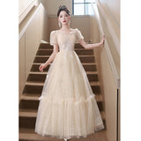 Dress Woman 2025 New Light Luxury Small High-End Small Banquet Senior Feeling Host Birthday Wedding Dress