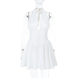 Spring 2025 New Ass Skirt Famous Style Temperament Sexy Waist Hanging Neck Dress DJPT