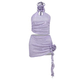 Summer New Three-Dimensional Flower Blouse Floating With Wooden Ear Half Skirt Sexy Hottie Suit Woman DJPT