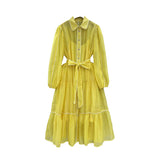 Plus-Size Single-Clip Dress 2025 New Collar Lantern Sleeve With Inner-Line Dress Women's Summer