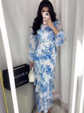 2025 New Broken Flower Design Chiffon Print Dress Woman