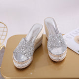 High Water Drill Slope In The Pine Shoes And The Summer Cool Slippers Waterproof Table Weaving High Heels Wear Thick Bottom Slippers High Quality Shoes