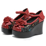 Beauty Head Layer Of Cowhose Retro Super High Het Comfort New Chinese Style Retro Garden Lady Flower Shoes High Quality Shoes