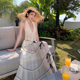 Tourism Holiday Wear Design Atmosphere Folded Neck Vest Half-Dress Suit