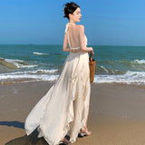 Dress Sexy Temperament Hanging Neck Hanging Dress Women Summer Dress Red Bare Back Seaside Vacation