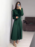 2024 New Waist-Skinny Strap Solid Color Long-Sleeved Dress Design Dress Dress Woman