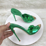 Fashion Sandals Laser Green 12CM Fine Heel High Heels Walking Shoes High Quality Shoes