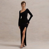 Autumn 2025 New Bag Ass Dress Temperament Sexy Body-Slanted Shoulder Open Skirt Dress Woman DJPT