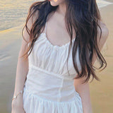 Tourism Photo Clothes Women's Seaside Resort Beach Dress Super Fairy White Bare Back Hanging Dress Fairy Dress