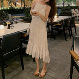 Seaside Holiday Fairy Dress Thin French Orange Slings Summer Skinny Beach Skirt Summer