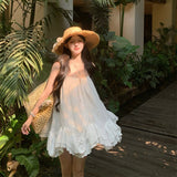 White Sling Dress Dress Female Summer Temperament Seaside Wind Fairy Irregular Doll Short Skirt
