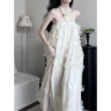 New Morning Robe Super Fairy Flower Showback Dress Elegant Loose Hanging Neck Dress