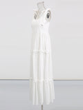 Solid-Colored Dress 2025 Summer New Ioning Sling Design High-Waisted Embroidered Dress Dress