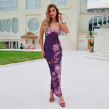 Sling V-Neck Print Sexy Body Dress Summer Holiday Hot Girl Dress Dress Girl DJPT