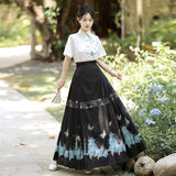Design Fantasy Night Butterfly Chinese Style Improvement Han Elements Female Shirt Horse Face Dress Set 9081