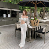 Girls Knitted Set Girl Short Tice T-Shirt Sexy Bagbage Beach Vacation Half-Spicy Dress