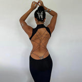 Sexy Bareback Bow Dress Woman 2025 Summer New Temperament Hottie Dress DJPT
