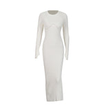 Temperament Sexy Elegant Style Dress 2025 Summer New Round Collar Hollow Design High-Sensing Knitwear Dress Woman