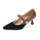 Large-Size Shoes Small Fragrant High-Heeled Shoes Women's Light Mouth Single Shoes Spring New Women's Shoes Korean Version Of The Pointed Mary Jane Shoes High Quality Shoes