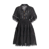 Romantic Style 2025 Summer New Collar Embroidered Lace Shirt With Elegant Half-Skirt Set