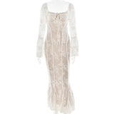 New Horn Sleeve Sexy Lace Bosom Dress Stylish Babes Show Backpacking Dress HZ0628