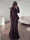 2025 New Retro Soft And Pure Color Long Sleeve Blouse Long-Sleeved Dress Elegant And Comfortable Suit Woman