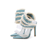 Sexy Denim Cloth Snake-Shaped Spring Tip Slender Heel Sandals Lazada Women Sandals High Quality Shoes