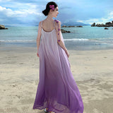 Holiday Purple Sling Dress Women's Summer 2025 New Loose Thin Gentle Temperament Fairy Dress