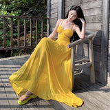 Dress Design Slenyi Empty Lumened Dress Women Summer Seaside Vacation Sling Dress