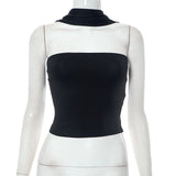 Women's Clothing 2025 Spring And Summer New Net Color Sleeveless Short-Sized Hot Girls Street Patted A Booming DJPT