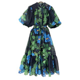 Style Dress 2025 Summer New Fashion Single-Dbutton Bubble Cuffs With Waist Dress