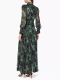 Trendy Goddess Design Fashion Acetyle Silk Silky Print High Open Fork Seaside Holiday Dress
