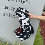 Winter New Sharp Head And Cow Hair Show Coarse And Knee Boots Women's Boots High Quality Shoes