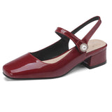 Size Shoe Bag Behind The Empty Sandals Woman New Square Light Mouth Buckle Heel Shoes Women's Shoes High Quality Shoes