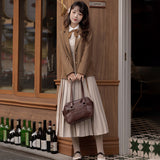 Design Haitang Whisper China Fenghan Element College Wind Coat Shirt Sling Skirt Set 6705