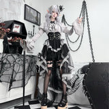Teased Original Gray Fairy Tale Lolita Woman Lolita Hair Card Blouse Short Skirt Cute Set 6974