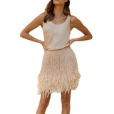 Dinner Temperament Suit Two Sets Of Sexy Short Skirt Tuxed Feathers