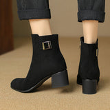 French Coarse And Small Short Boots Women's Autumn New Pointed Velvet Knight Boots Single Boots With Large Size Women's Boots High Quality Shoes