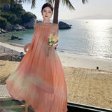 Folded Neck Dress Women's New Summer Loose Sleeveless Large Dress Super Fairy Irregular Dress