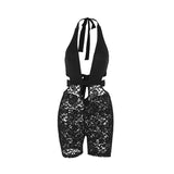 Spring 2025 New Hottie Sexy Lace Deep V Hollow Jumpsuit Women's Clothing DJPT