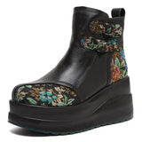 Layer Of Cow Skin National Style Characteristics Of Leisure Thick Background Ms. Comfortable Cotton Autumn And Winter Color Leather Ms. Martin Boots High Quality Shoes