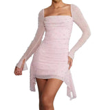 Pink Sexy High-End Pearl Skirt HZ0628